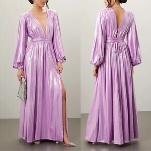 Bronx and Banco Zoe Lame Gown Cocktail Maxi Dress Purple Size XS‎